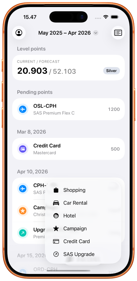 Tier Quest overview screen with add menu.